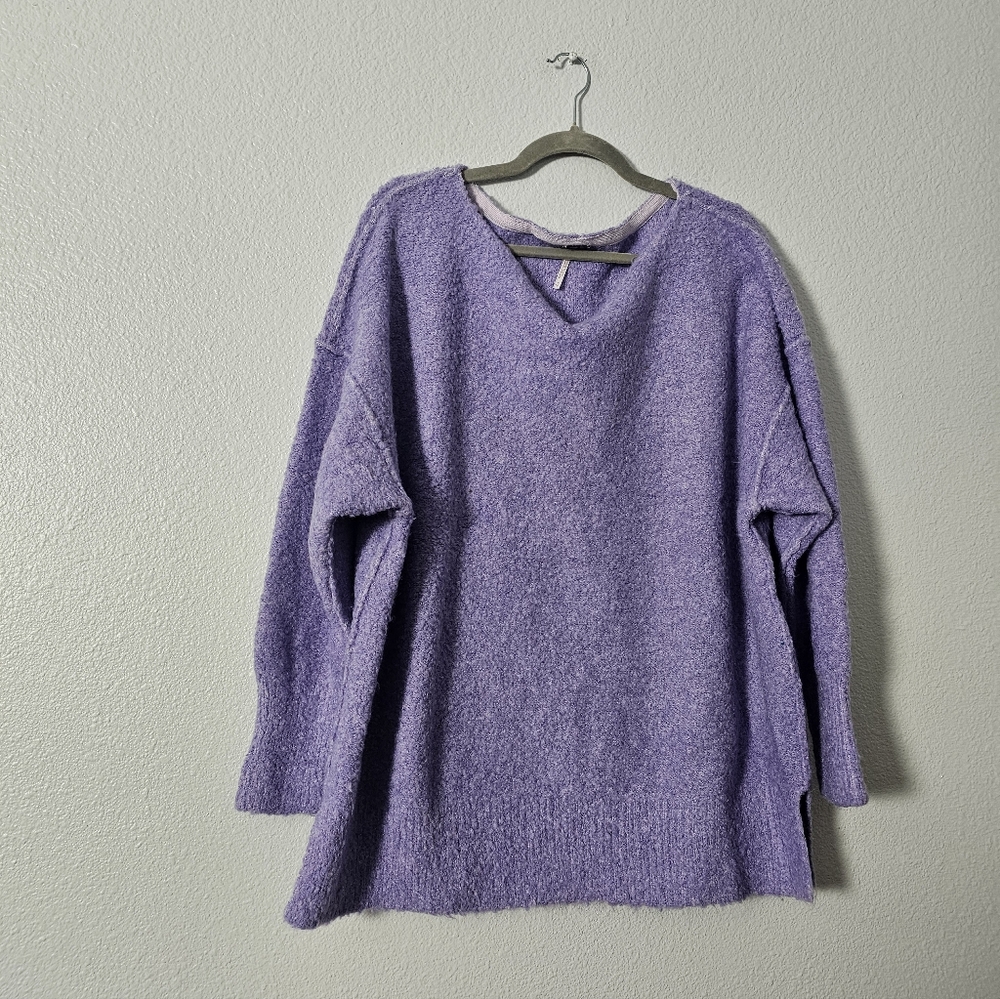 Free People Purple Off-the-Shoulder Sweater - Picture 3 of 9